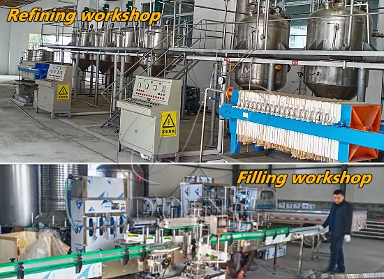 Small scale palm oil refining equipment and filling equipment operation video