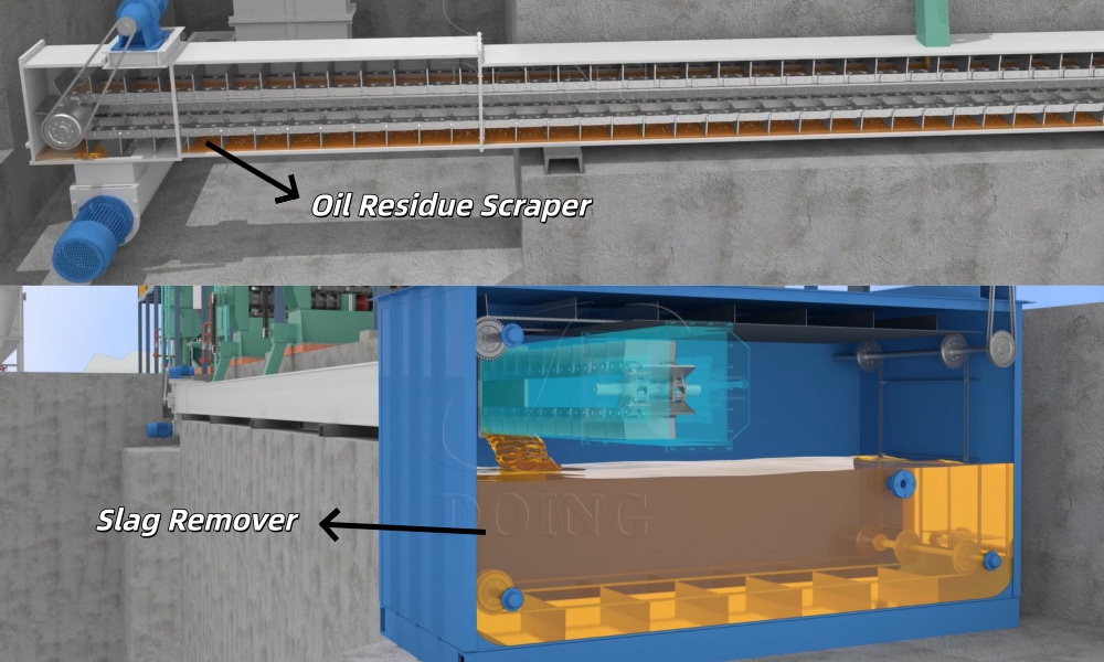 Oil residue scraper and slag remover