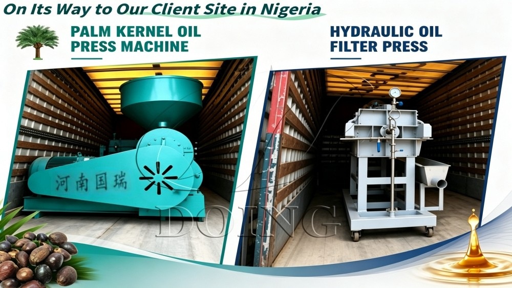 Nigerian Customer Picked Up Palm Kernel Oil Extraction Machine from Henan Glory Nigeria Warehouse