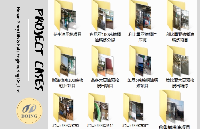 partial screenshot of palm oil processing plant projects installed by Henan Glory Company