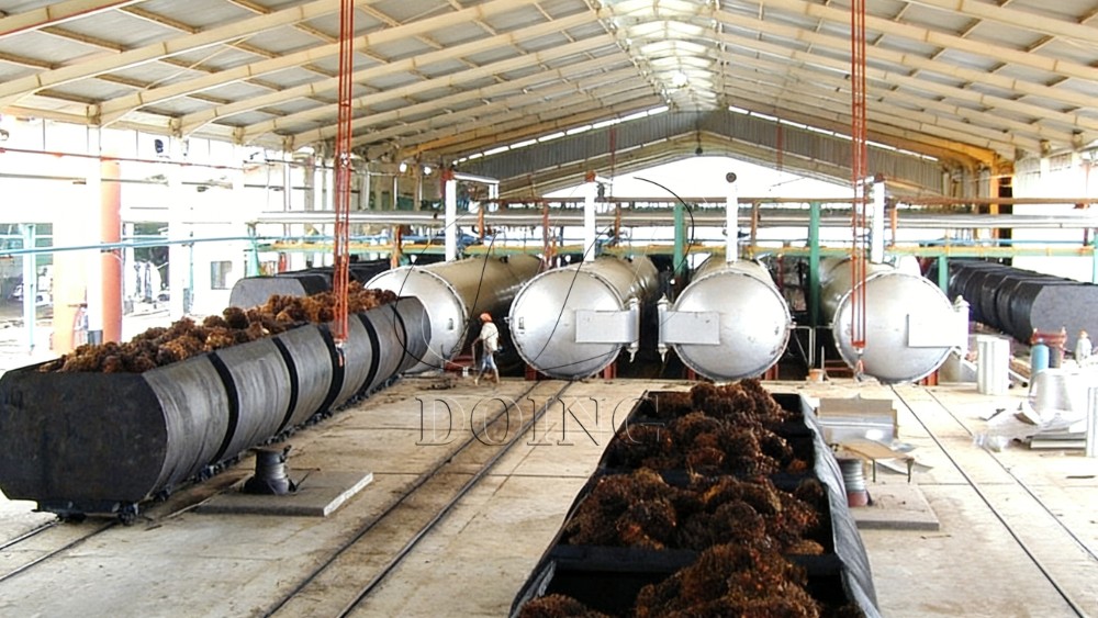 เครื่องนึ่งฆ่าเชื้อผลปาล์มแนวนอน